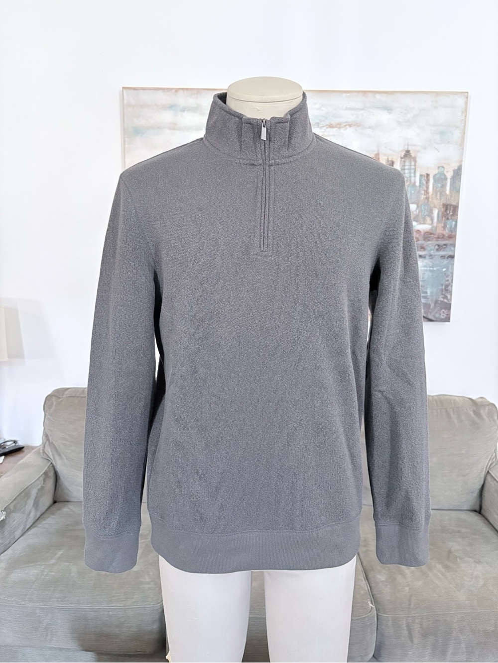 SONOMA- Men's Quarter-Zip Fleece Sweater - Gray